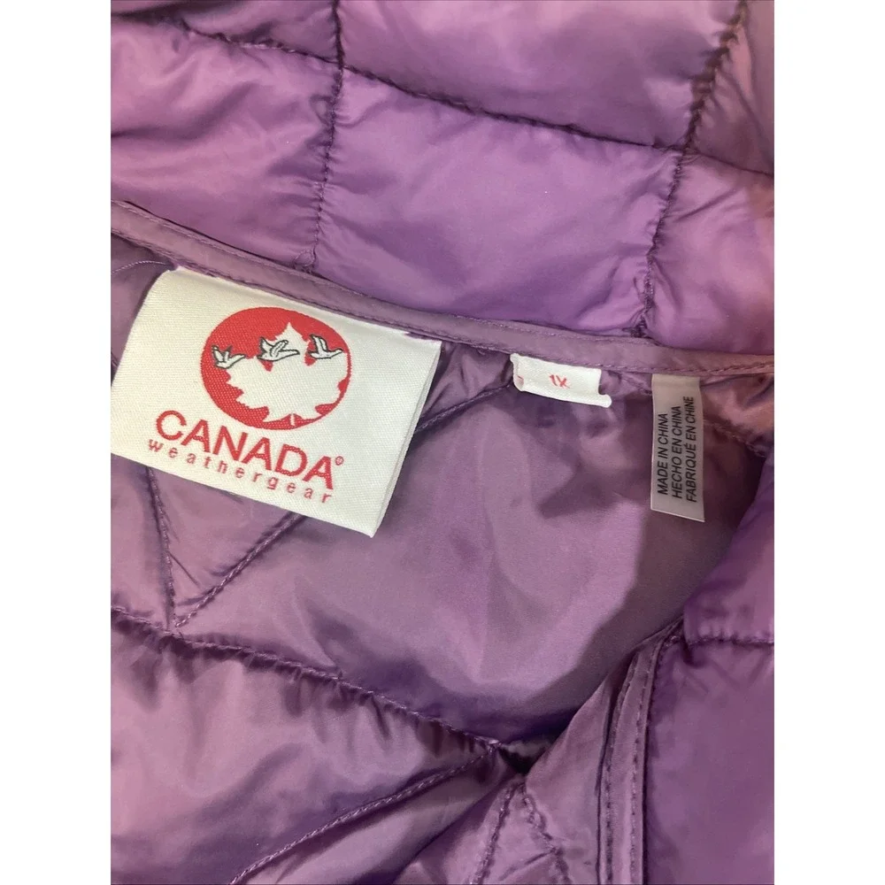 Canada Weather Gear Women's 1X Puffer Quilted Vest Purple Soft Full Zip - Picture 2 of 6